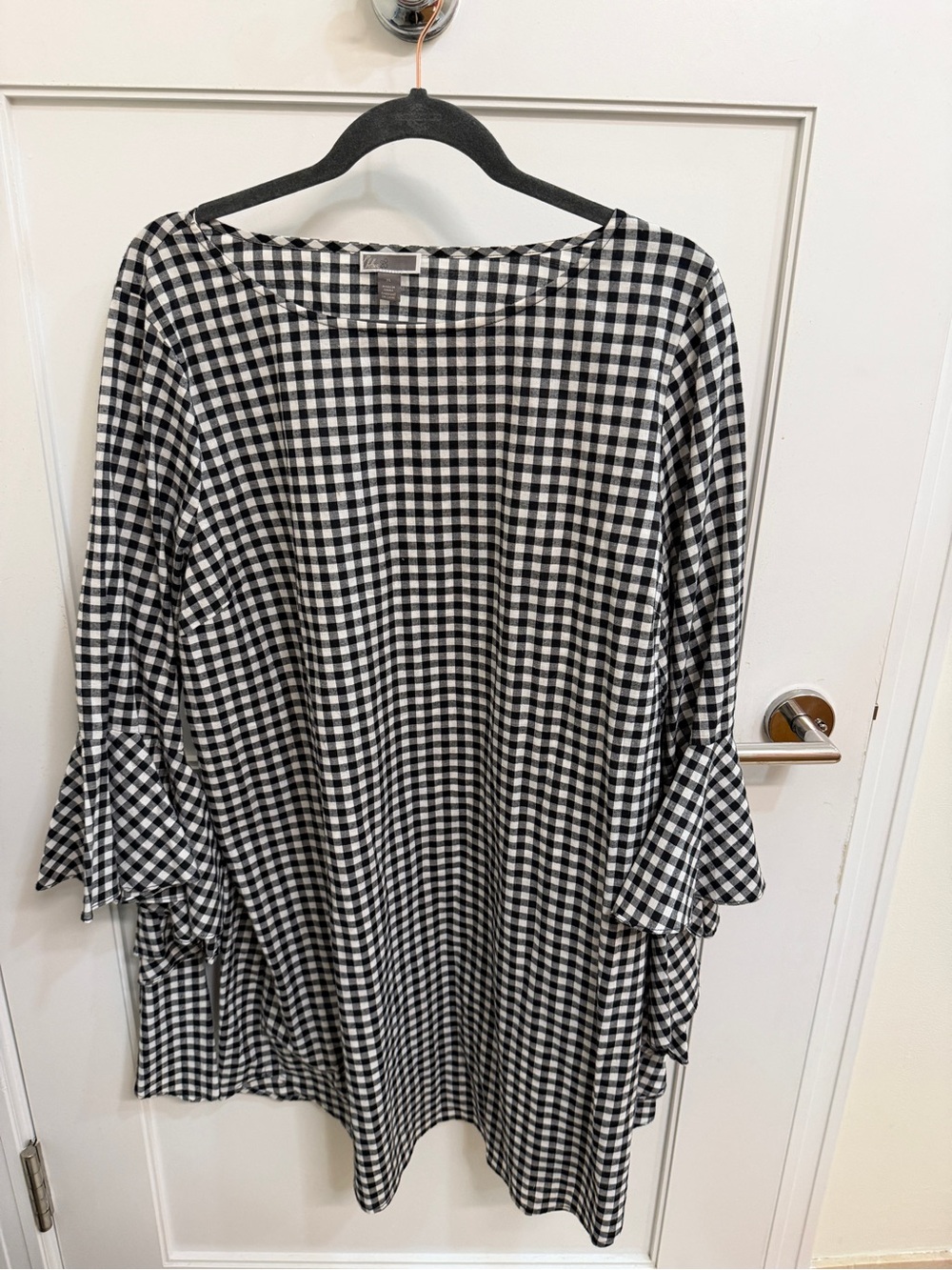Black & White Gingham Bell Sleeve Dress - Chelsea28